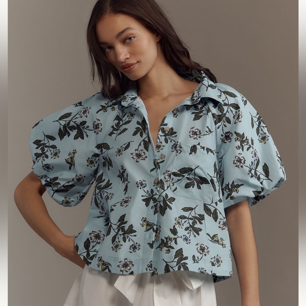 NWT - The Zooey Bubble-Sleeve Blouse by Maeve